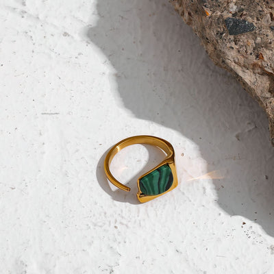 Adjustable Malachite  Ring