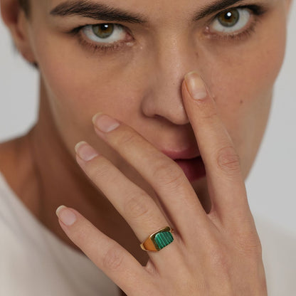 Adjustable Malachite  Ring