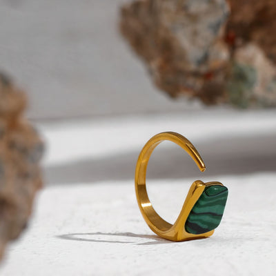 Adjustable Malachite  Ring