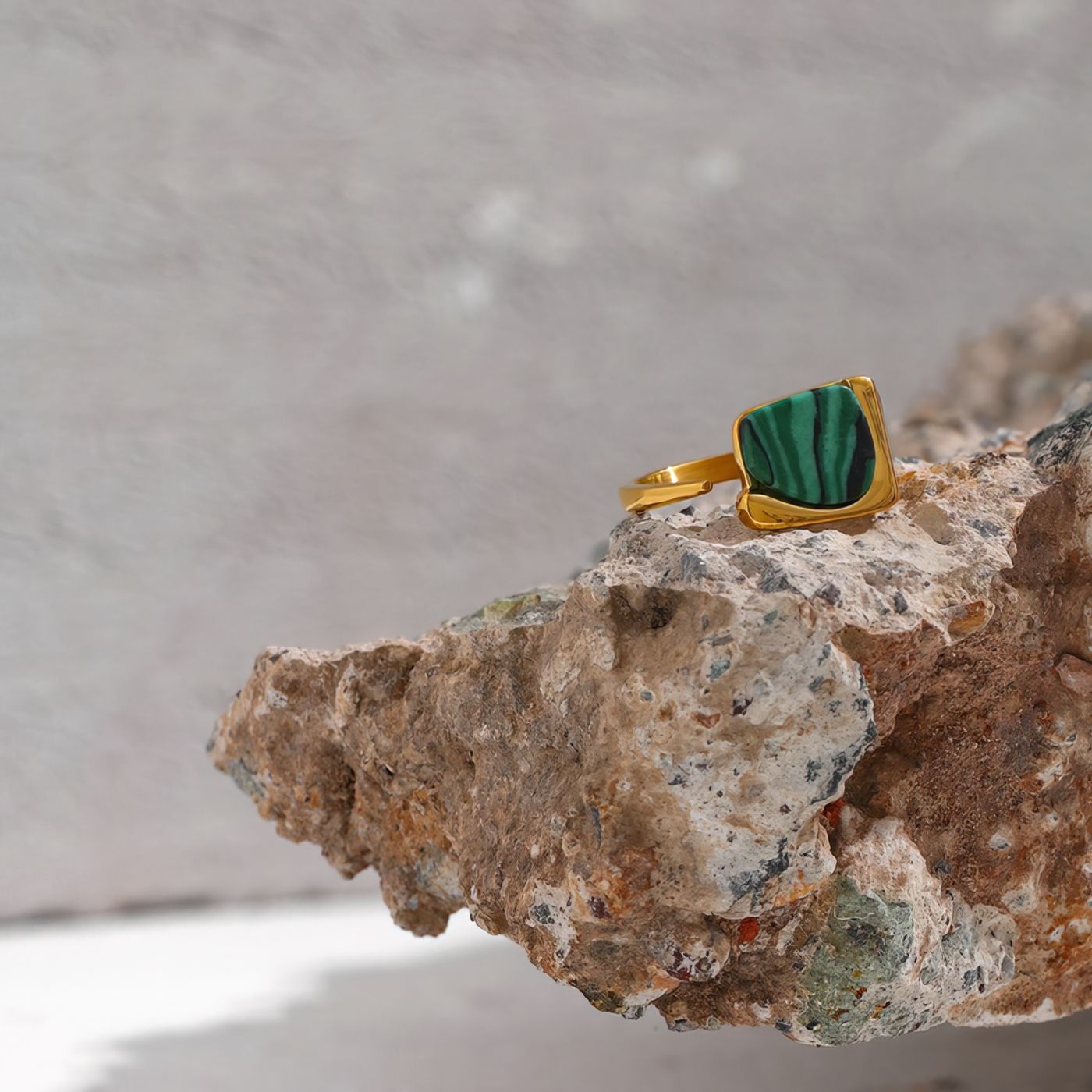 Adjustable Malachite  Ring