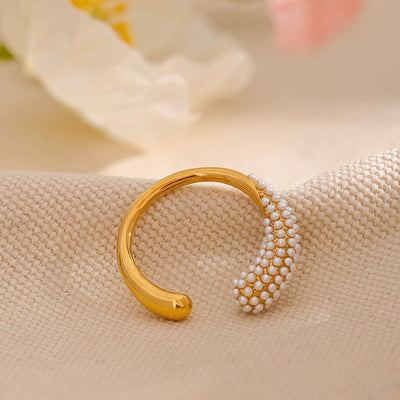 Adjustable Organic Pearl Ring