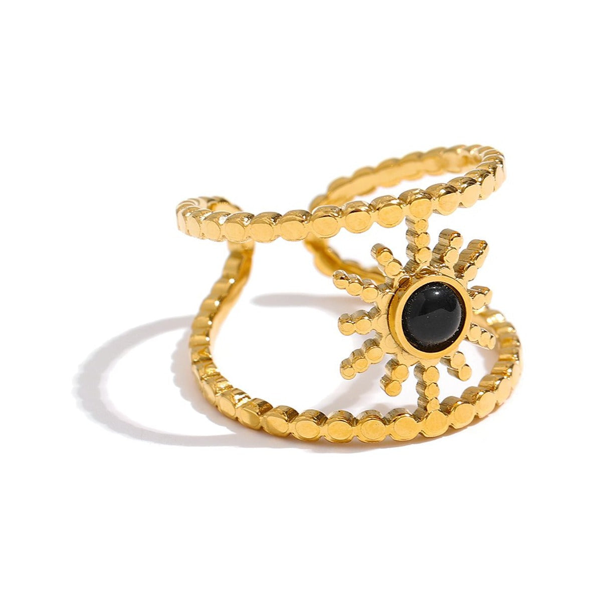 Adjustable Ring with Black Stone