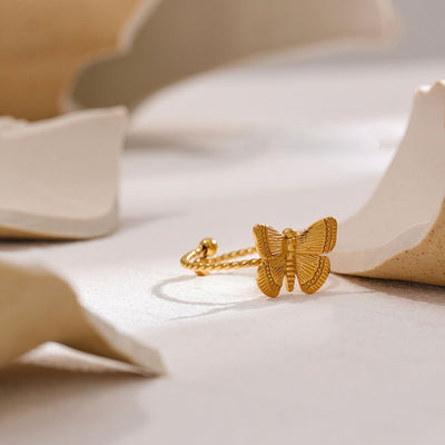 Twisted Butterfly Adjustable Ring