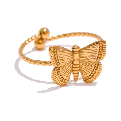 Twisted Butterfly Adjustable Ring