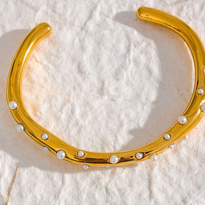 Bracelet manchette en perles biologiques Helen