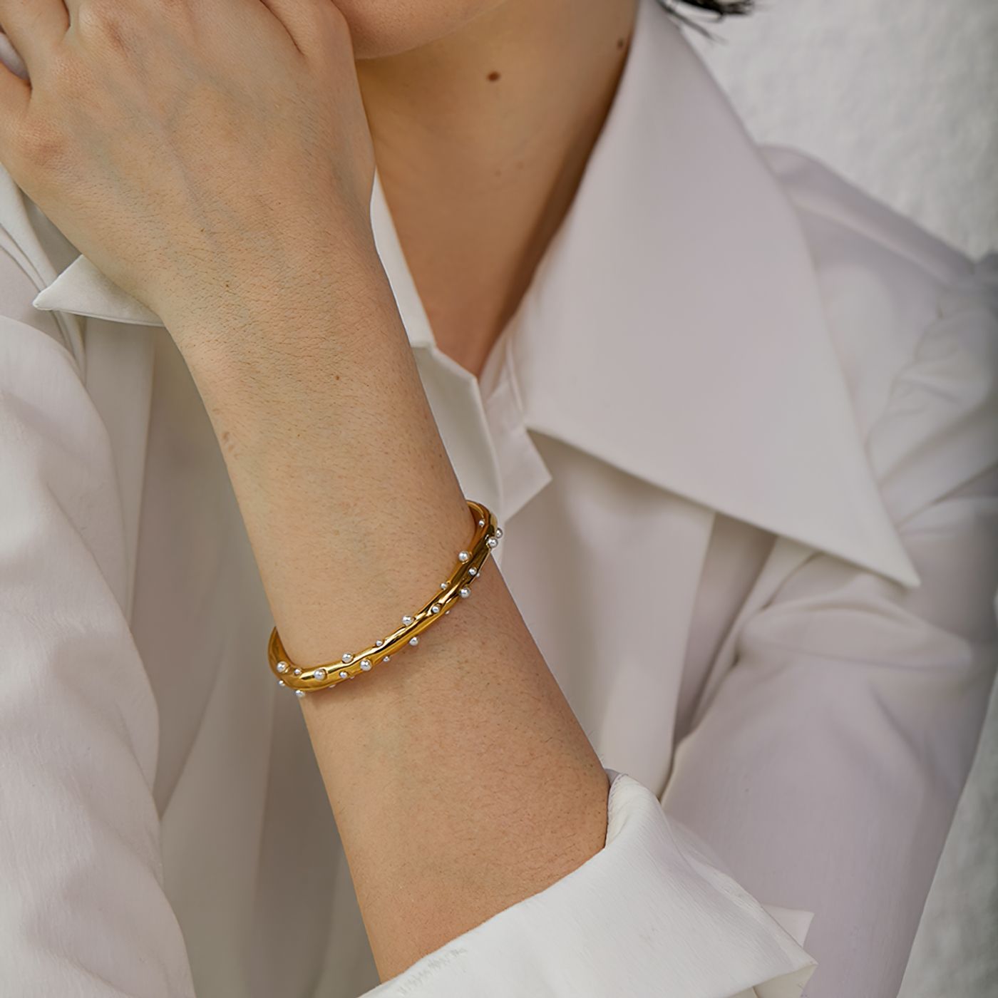 Helen Organic Pearl Cuff Bracelet