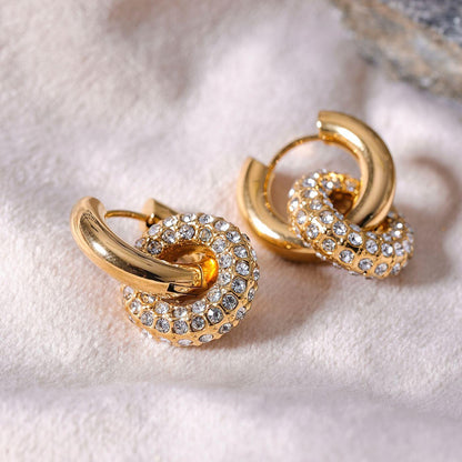 Intertwined Hoop Earrings with Zirconia