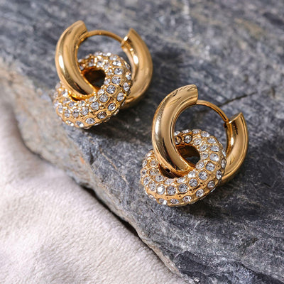 Intertwined Hoop Earrings with Zirconia