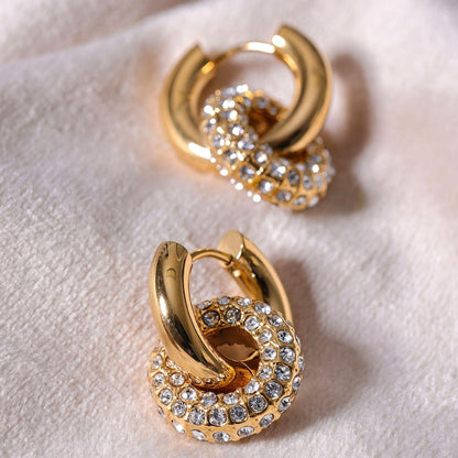 Intertwined Hoop Earrings with Zirconia