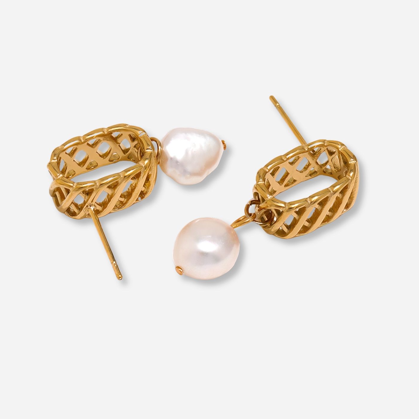 Geometric Hoop Earrings with Pearl