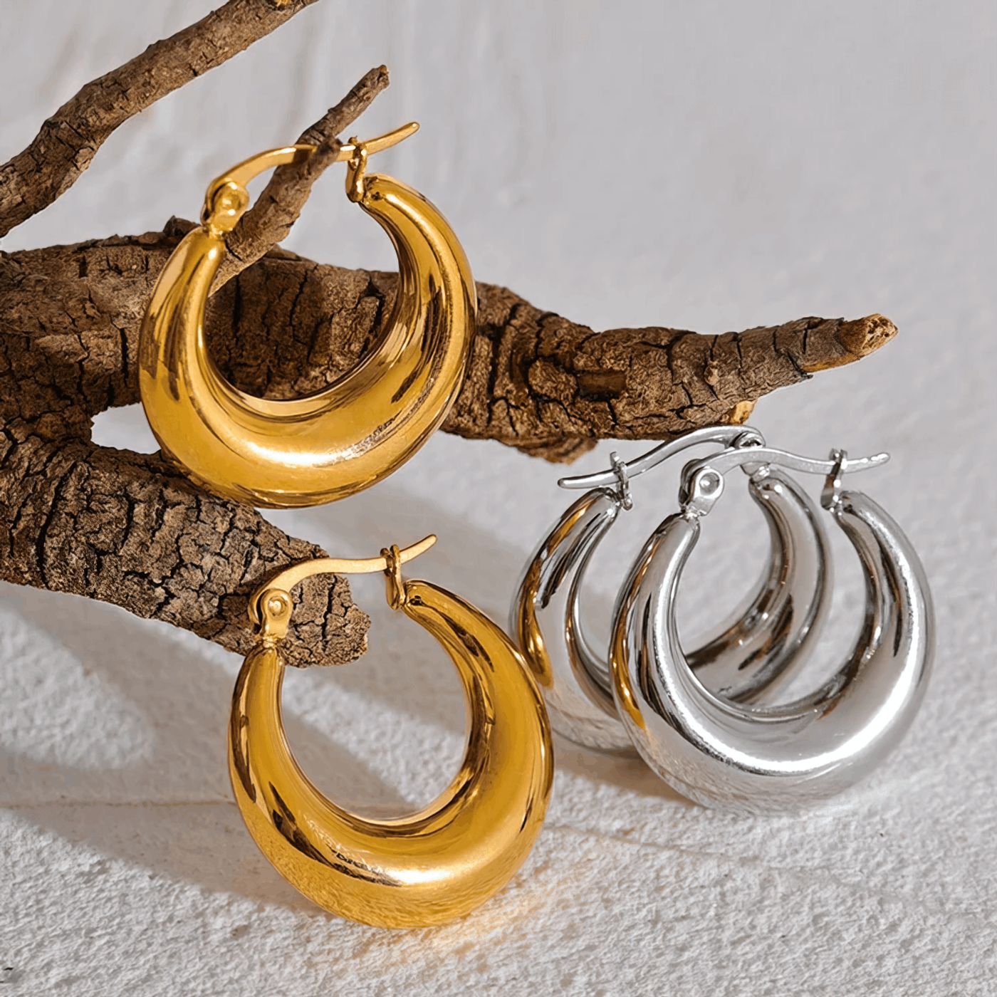 Organic Oval Large Hoop Earrings