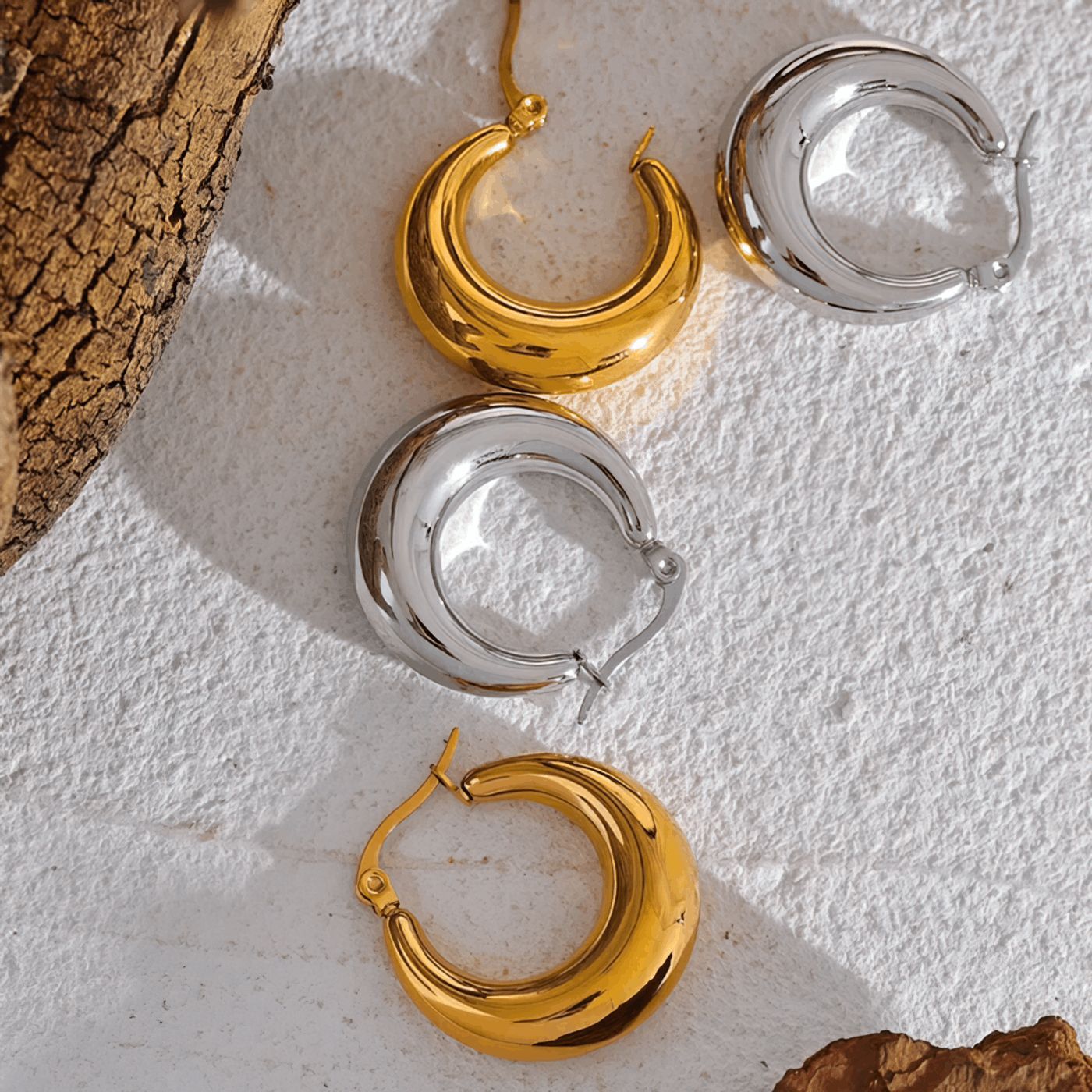 Organic Oval Large Hoop Earrings