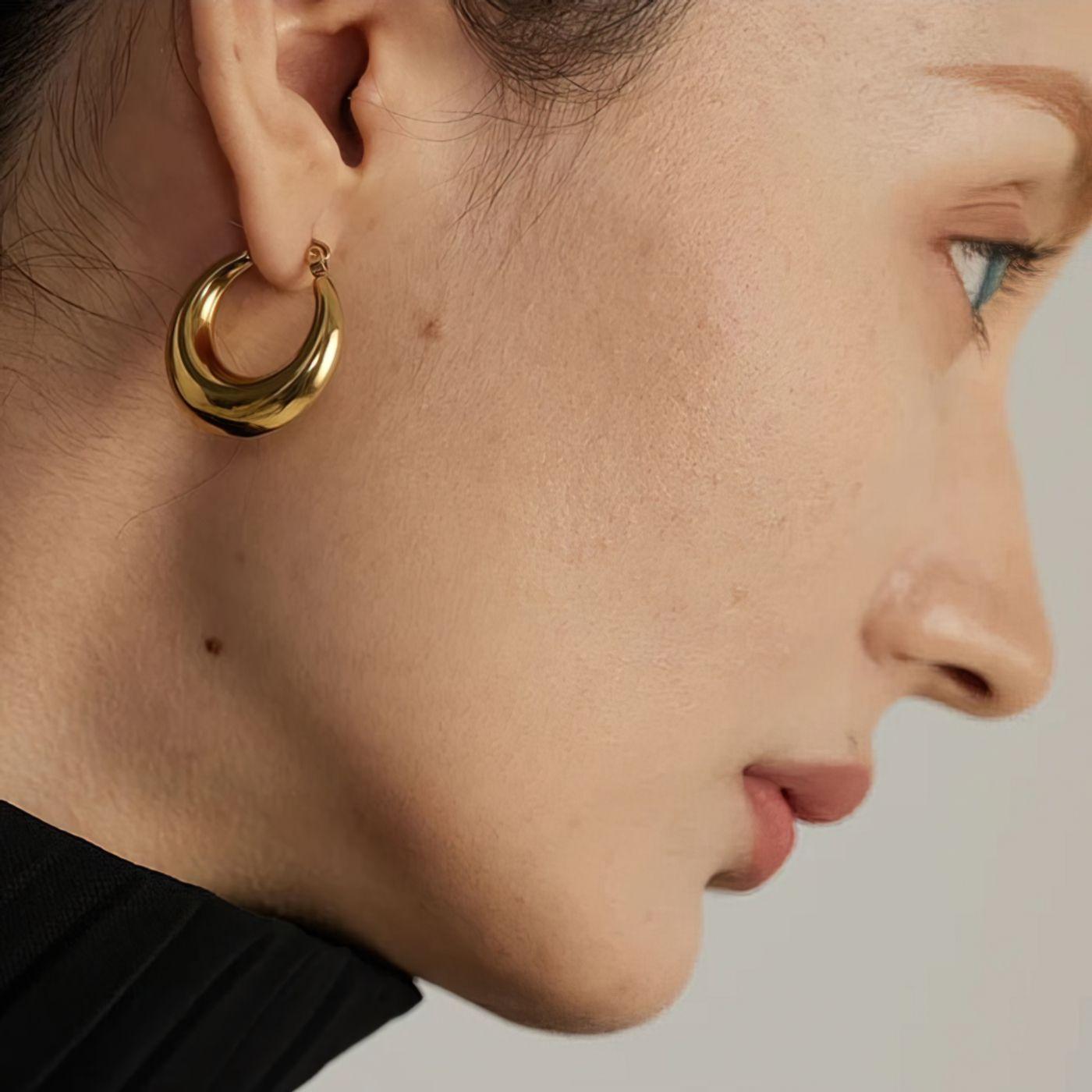 Organic Oval Large Hoop Earrings