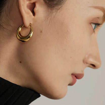 Organic Oval Large Hoop Earrings