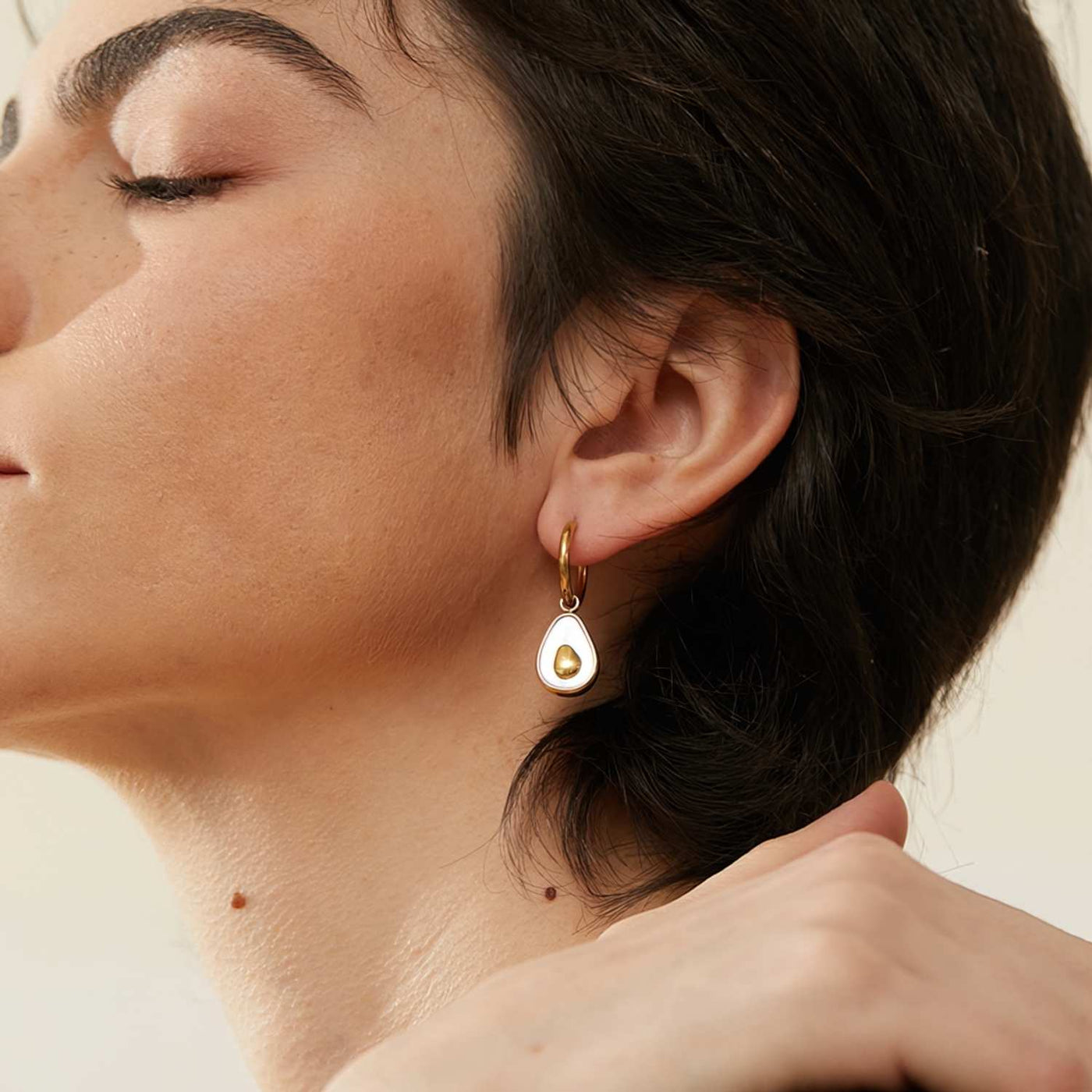 Avocado Pendant Hoop Earrings