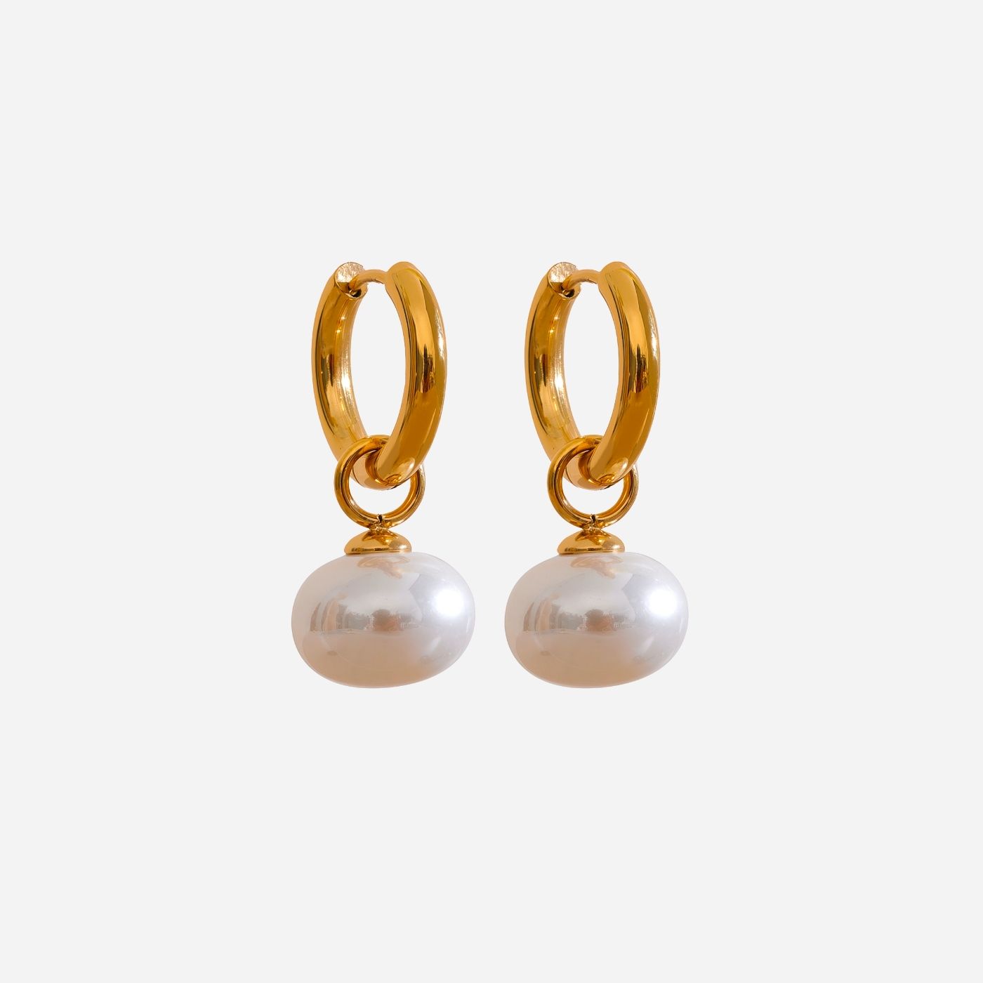 Pearl Pendant Hoop Earrings