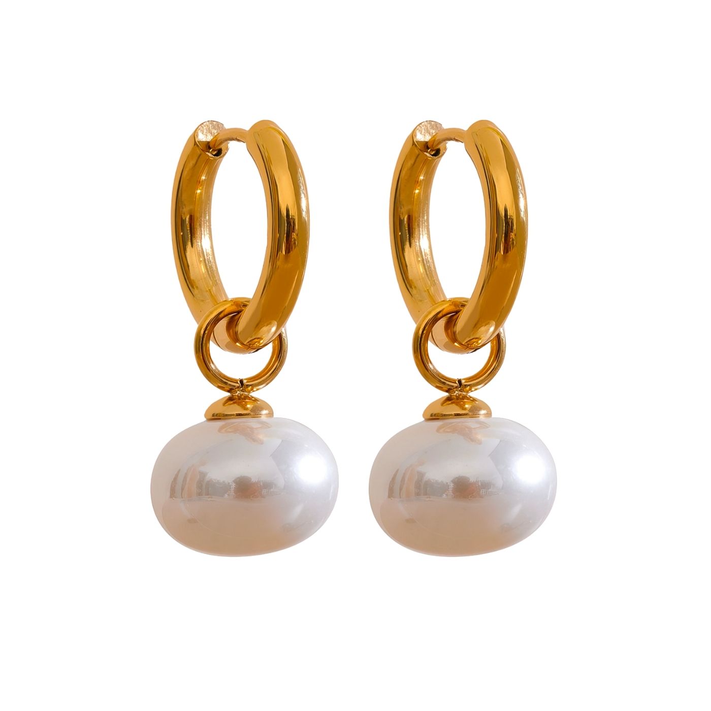 Pearl Pendant Hoop Earrings