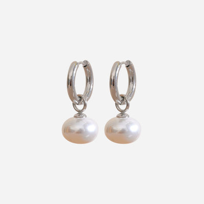 Pearl Pendant Hoop Earrings