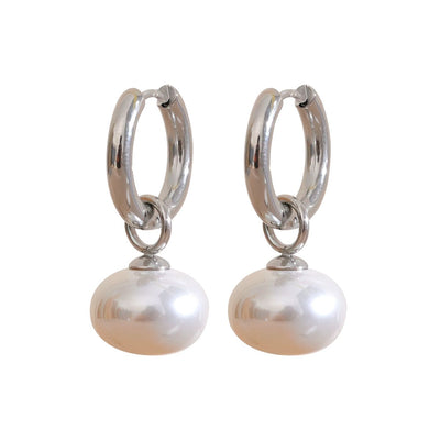 Pearl Pendant Hoop Earrings