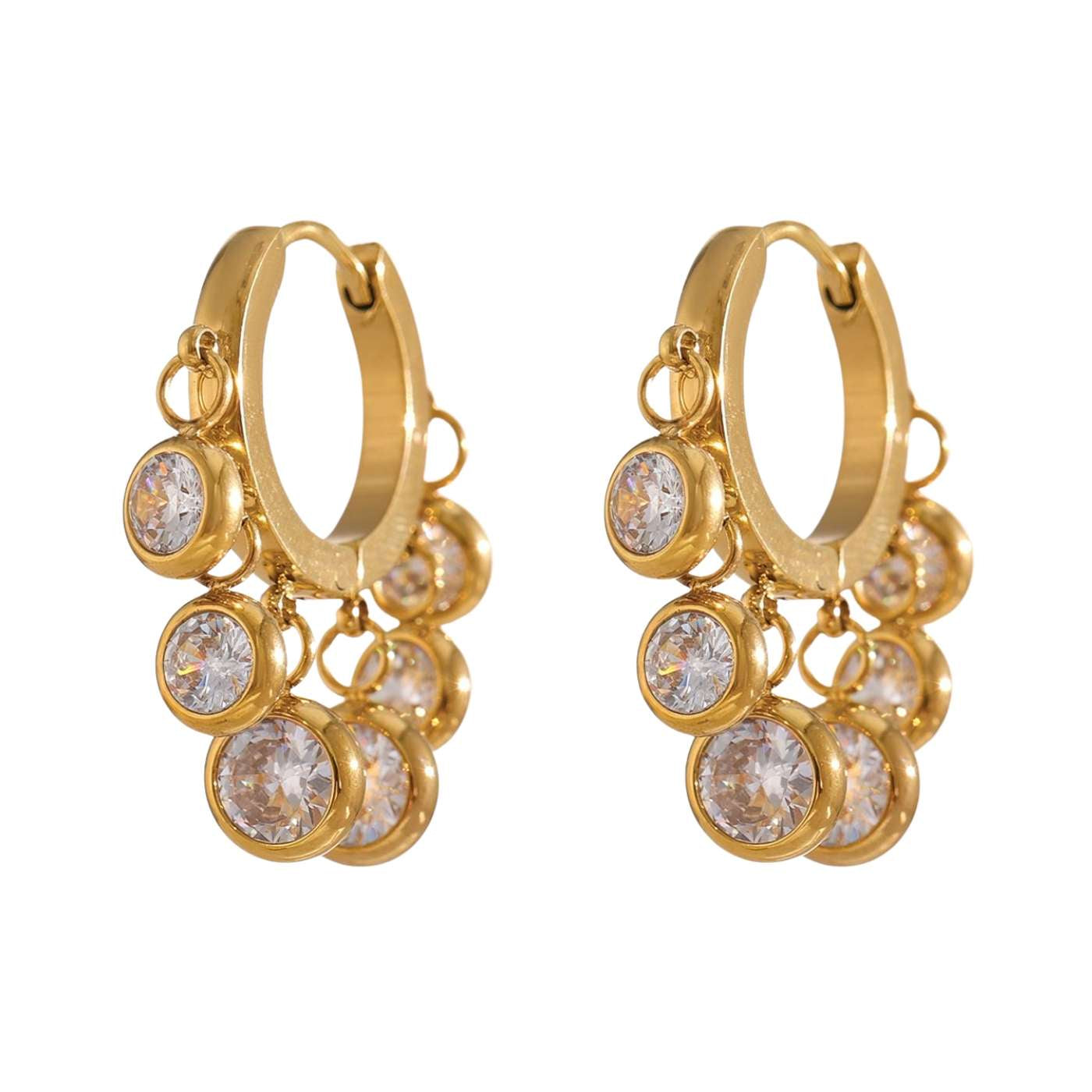 Colorful Zirconia Pendant Hoop Earrings