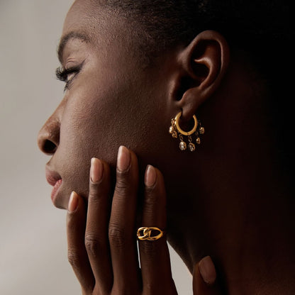 Colorful Zirconia Pendant Hoop Earrings