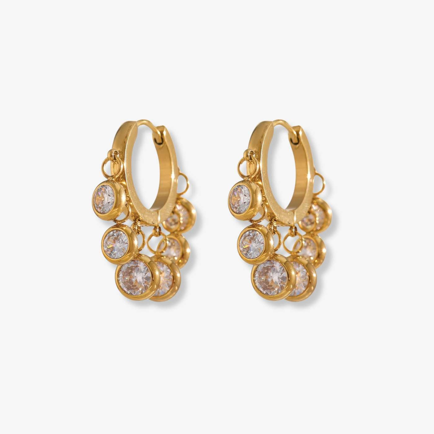 Colorful Zirconia Pendant Hoop Earrings
