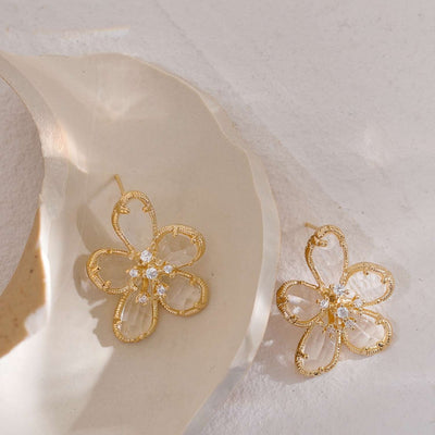 Zirconia Flower Earrings