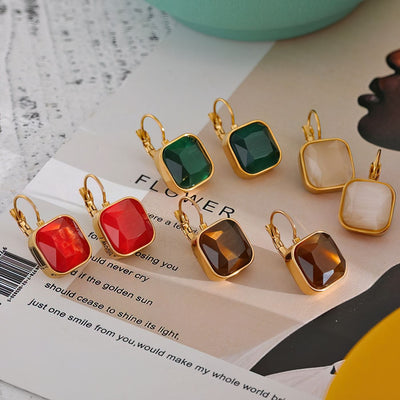 Square Opal Earrings