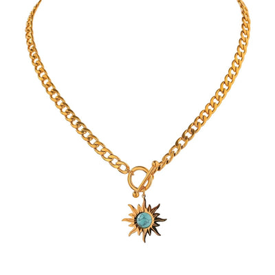 Necklace with Turquoise Sun Pendant