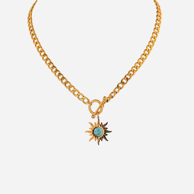 Necklace with Turquoise Sun Pendant