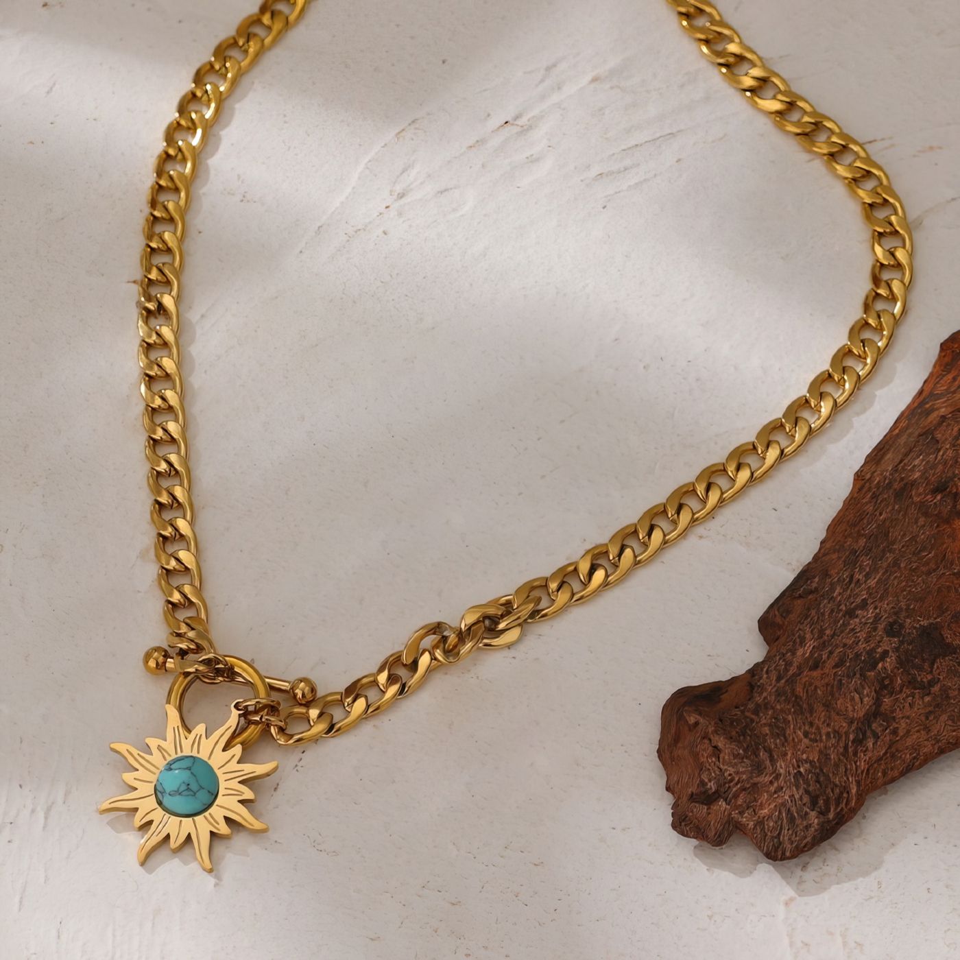 Necklace with Turquoise Sun Pendant