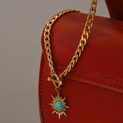 Necklace with Turquoise Sun Pendant