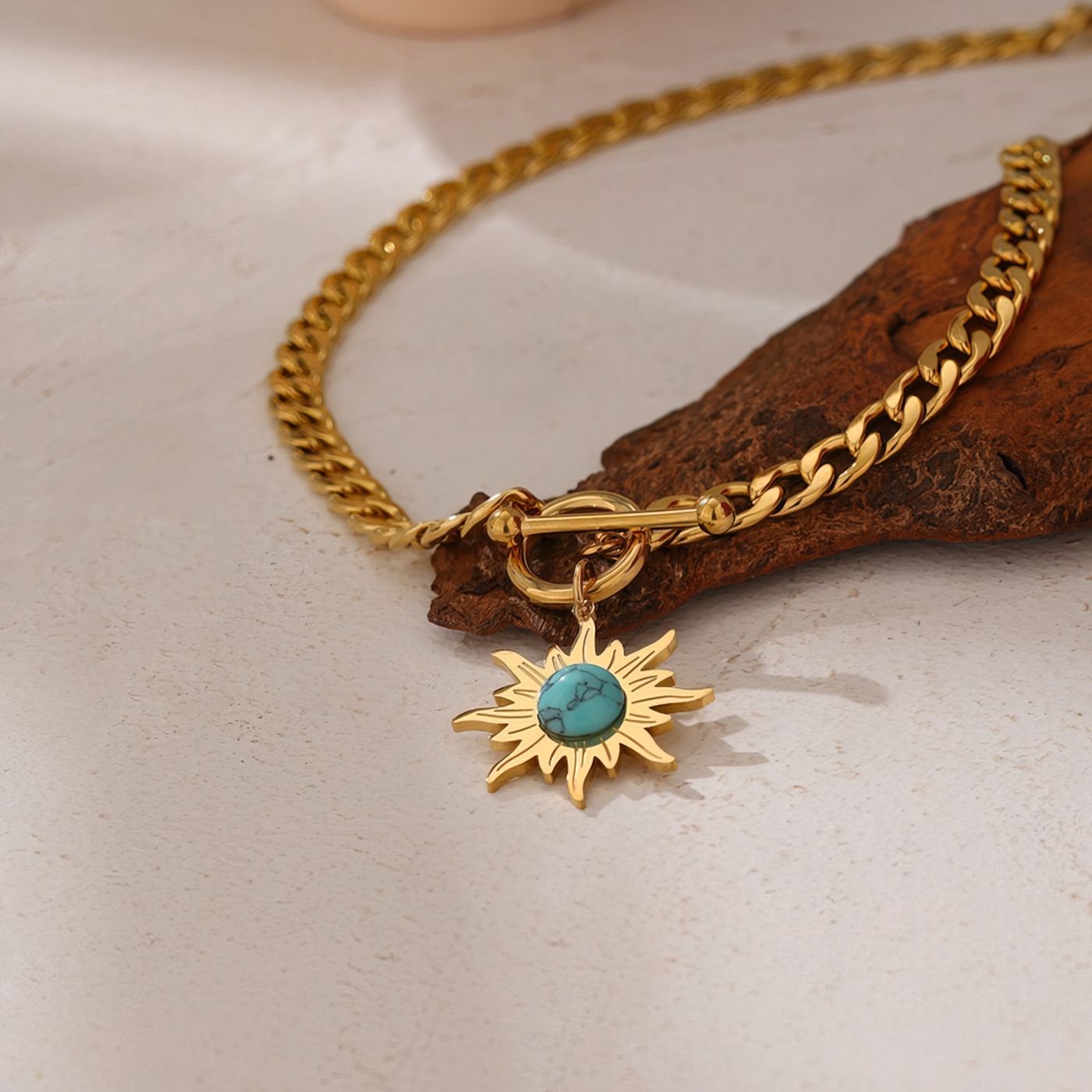 Necklace with Turquoise Sun Pendant