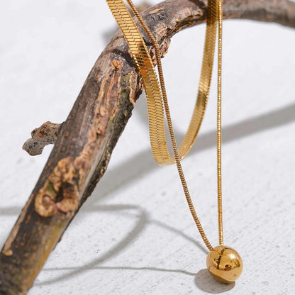 Double Necklace with Oval Pendants