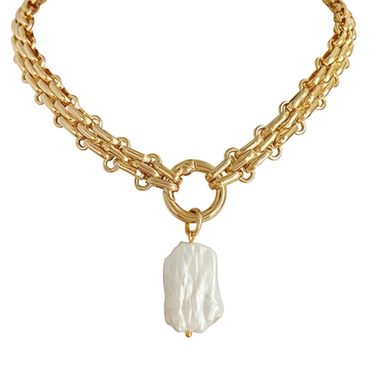 Thick Necklace with Pearl Pendant
