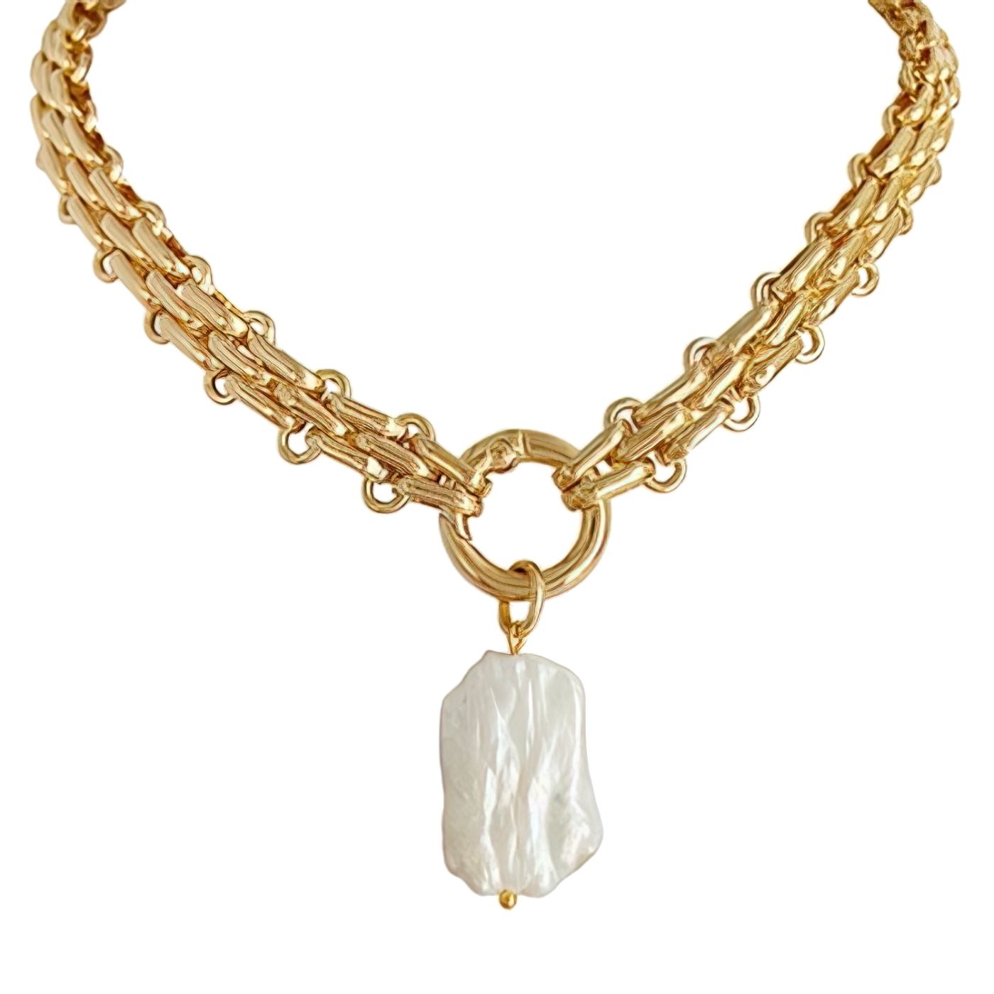 Thick Necklace with Pearl Pendant