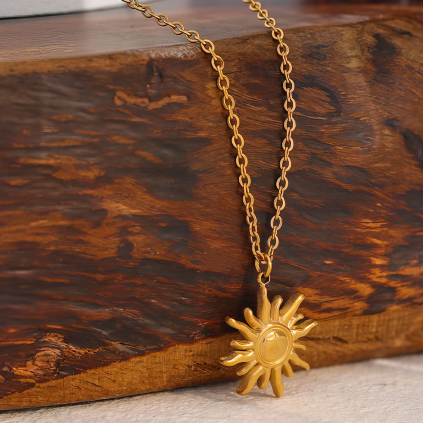 Plated Sun Pendant Necklace