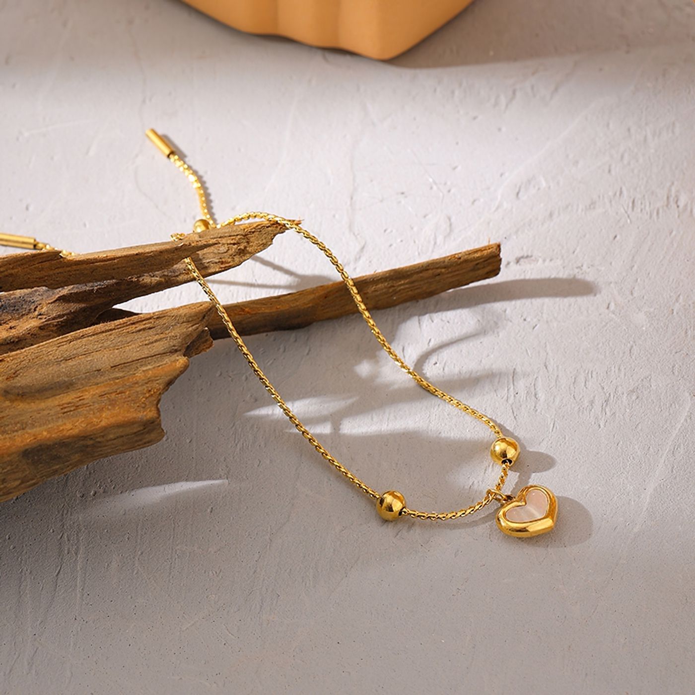 Zoe 18k Gold-Plated Bracelet with Mother of Pearl Heart Pendant