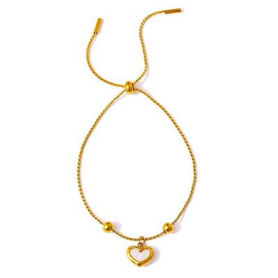 Bracelet Zoé plaqué or 18 carats avec pendentif cœur en nacre